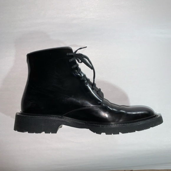 SAINT LAURENT size 42.5 black patent ARMY BOOTS - Picture 8 of 11